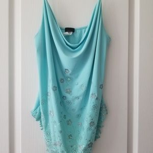 Two spaghetti strap blouses with bling